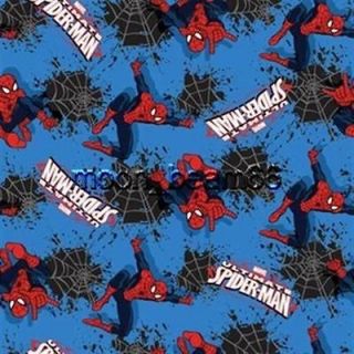 Marvel Spider Man spiderman Splatter web Toss Flannel fabric blue BTY
