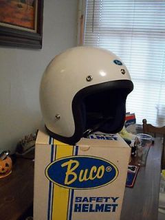 NOS Rare New Vintage BUCO White Blueline Motorcycle Helmet