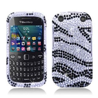 Silver Zebra Bling Hard Snap On Cover Case for BlackBerry Curve 9310 