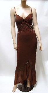   Cheri Brown Silk Occasion Bridal Prom Gown Dress w Sequence 10 M NWT