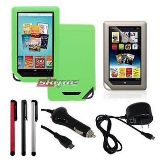 5in1 accessory for barnes noble nook tablet green skin case car+Wall 