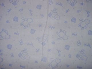 Yards CLASSIC POOH Flannel Fabric Blue Outlines
