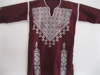   EMBROIDERED,AR​AB Palestinian /Bedouin Ethnic BORDEAUX Dress.Antique