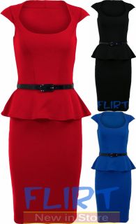   Midi Dress Ladies Frill Bodycon Skirt Cap Sleeve Top Sexy Dresses