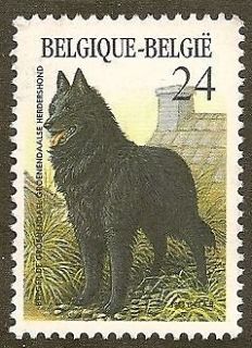 Dog Art Stamp BELGIAN SHEEPDOG GROENENDAEL Belgium Native Breeds Issue 