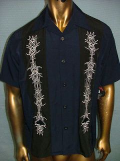 50 DRAGONFLY Embroidered CHARLIE SHEEN RETRO BOWLING BUTTON DOWN 