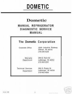 DOMETIC MANUAL RV REFRIGERATOR REPAIR SERVICE MANUAL