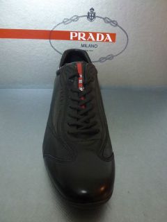NW PRADA sneakers black leather 4E2027 black rubber sole COOL sport 