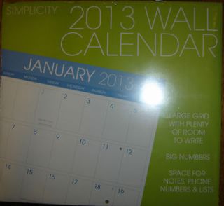 2013 Hanging Wall Calendar^*^Lar​ge Grid~Big Numbers^*^