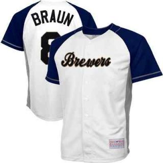   Brett Braun Milwaukee Brewers Youth Mesh Player Jersey   White