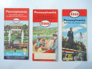 Esso Gas Oil Road Map Pennsylvania PA Vintage