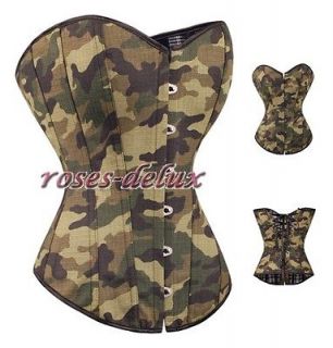 Sexy CORSET Green Camouflage XL Bustier Costume dew shoulder clothing 