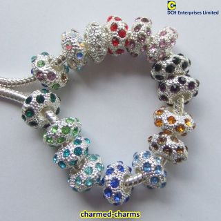   Plated Rhinestone Spacer Beads For Adult Child Charm Bracelet Job Lots