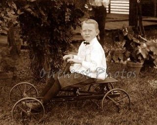 1900S IRISH MAIL HAND CAR BOY & GIRL 4 WHEEL ROWING CYCLE PEDAL CAR 