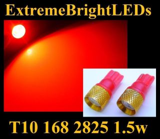 TWO Brilliant RED T10 2825 168 1.5w License Plate Lights Bulbs #67G 