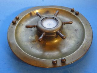 BRASS ASHTRAY with SHOWAY TAYLOR COMPASS