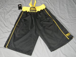   Gym Shorts Mens Sizes Black Yellow Tags New Workout Boxing Exercise