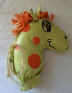 Vintage Hobby Horse Head Stick Pony Broom Tail Polka Dot Plastic Mane 