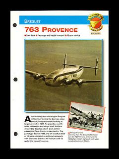 BREGUET 763 PROVENCE AIRPLANE FOLD OUT SPEC SHEET AIRCRAFT OF THE 