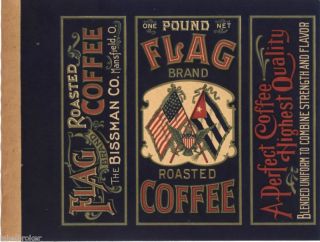 TIN CAN LABEL VINTAGE COFFEE FLAG PATRIOTIC CUBA 1920 C