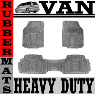 3pc Set All Weather Heavy Duty Rubber Van Gray Floor Mat Front & Rear 