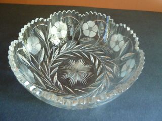 OLD ABP AMERICAN BRILLIANT PERIOD CUT GLASS BOWL SIGNED CLARK