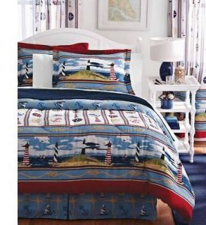 Queen Full King Lighthouse Comforter Set Nautical Decor Seaside 