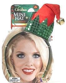   MINI HAT HEADBAND Elf Costume Cap Adult Bell Sequin Tiny Santa Crown