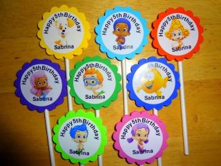 30 BUBBLE GUPPIES personalized cupcake toppers birthday party favors 