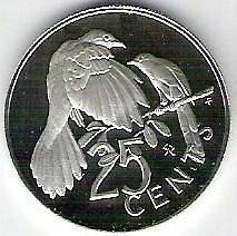 1980 BRITISH VIRGIN ISLANDS 25 cent Cuckoo Bird PF