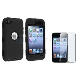 DELUXE BLACK 3PIECE HARD CASE COVER SKIN FOR IPOD TOUCH 4 4G 4TH GEN 