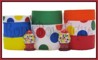 PRIMARY GUMBALL MACHINE CANDY CIRCUS LARGE DOT GROSGRAIN RIBBON LOT 