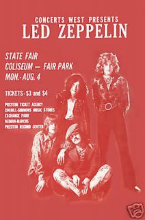 Led Zeppelin at State Fair Coliseum Concert Poster 1969