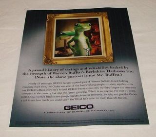 2010 GEICO GECKO ad page ~ Warren Buffett version #1