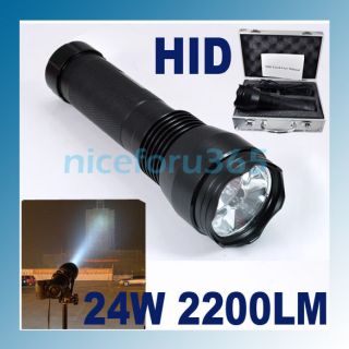 Bright HID Xenon Flashlight Torch Waterproof 24W 2200 Lumens 