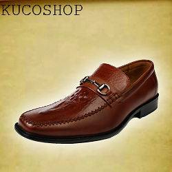 Fashion Delli Aldo Men Dress Loafers Shoes Crocodile Stitched Brown 11