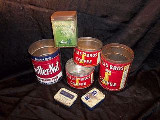   antique? coffee can tea tin sucrets hills brothers butternut lot of 7