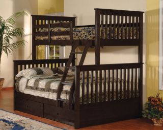 TWIN OVER FULL BUNK BED WITH 2 STORAGE DRAWERS (ESPRESSO COLOR)
