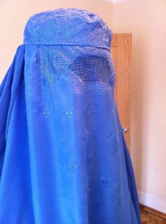 Blue Authentic Afghan Ladies Burqa Burka Jilbab Abaya Hijab Fancy 