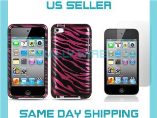   Plum Zebra Fur Print Design Case+LCD Cover Apple iPod Touch 4 4th