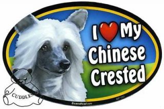 Love My Chinese Crested Dog Car Magnet Heart Puppy Pet Lover 