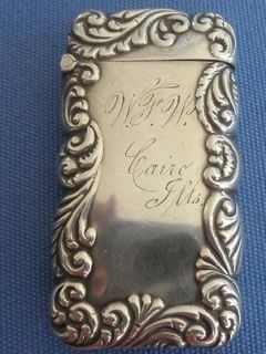   Art Nouveau Antique sterling silver Match safe Vest Monogram Cairo ILL