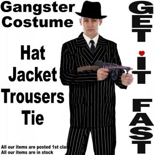 Mens 20s 30s Gangster Mobster Zoot Suit Hat Costume M L
