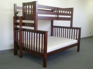 TALL BUNK BED Twin over Full Mission style in Cappuccino with Side 