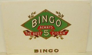Vintage 1930s Bingo 5c Embossed Cigar Box Label