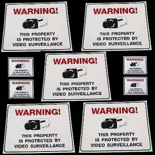   COLOR SURVEILLANCE SPY SECURITY CCTV CAMERA WARNING SIGNS+ 4 STICKERS