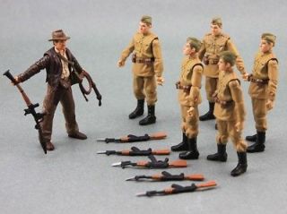 Lot 5 Pcs Russian Soldiers Troopers & 1Pcs Indiana Jones Action Figure 