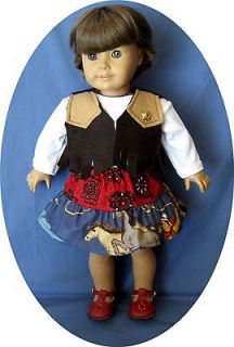For American Girl Doll Clothes Western Wear Cowgirl Skirt Vest 18 