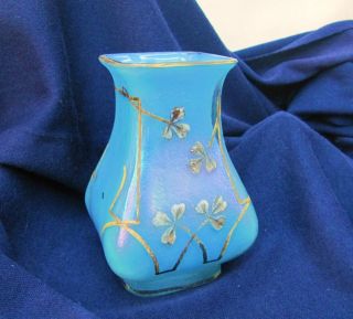 Antique Bohemian Iridescent Blue Art Nouveau LOETZ Era Glass Small 
