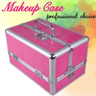 Makeup Cosmetic Train Case Aluminum Box Pink Code Lock Jewelry Artist 